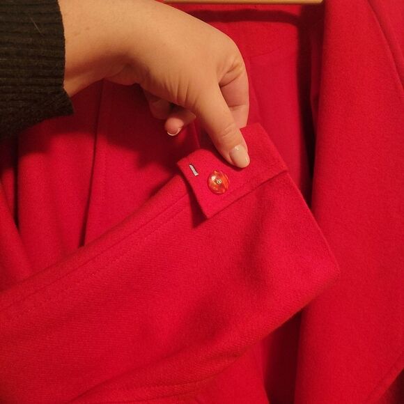 Vintage Red Wool Structured Jacket with Silver Embellishments - Picture 10 of 15